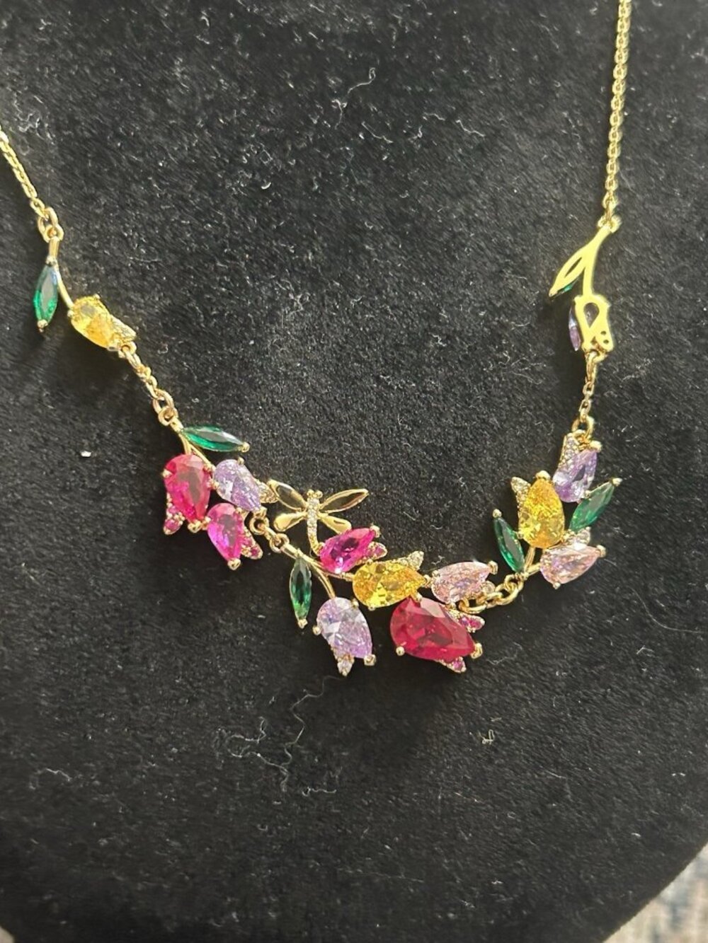 kate spade new york Multicolor Floral Collar Necklace Clear Crystal New